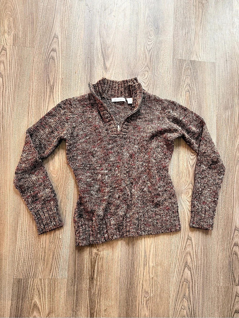 Liz Claiborne Brown Abstract Knit Sweater